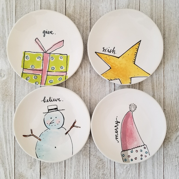 Rae Dunn Accessories - Rae Dunn Christmas Plates believe give merry wish